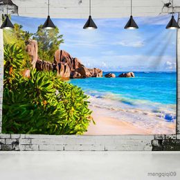 Tapestries Seaside Scenery Tapestry Ship Wall Hanging Forest Art Bedroom Home Decor Background Cloth R230710