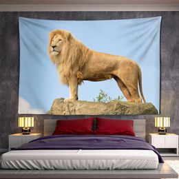 Tapestries Ferocious Lion Brown Tapestry Wildlife Animals for Living Room Bedroom Home Dormitory Decorations Hanging Curtain Adult Children