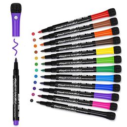 Markers 12Colors School Classroom Whiteboard Pen Dry White Board Built In Eraser Student Children's Drawing Stationery 230707