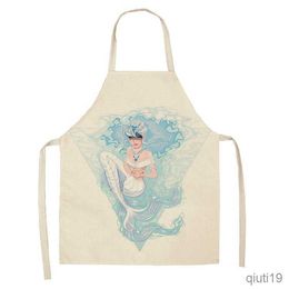 Kitchen Apron Women Aprons Creative Mermaid Apron Creative Kitchen Apron Dinner Cooking Apron Adult Baking Accessories 38x47cm R230710