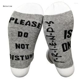 Women Socks B36D Unisex Novelty Cotton Crew Funny Please Do Not Disturb Famous TV Show Is On Letters Print Contrast Colour Stockings