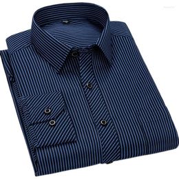 Men's Dress Shirts Big&Tall Mens Striped FormalSocial Long Sleeved Business Work Smart Casual Shirt Plus SIZE 47 48