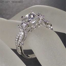 Wedding Rings Vintage Three Stone Lab Diamond Ring 925 Sterling Silver Bijou Engagement Wedding ring Men's Charm Party Jewellery Z230711
