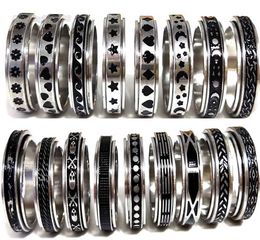 50pcs Multi-styles Mix Rotating Spin Rings Men Women Spinner Ring Wholesale Rotate Band Finger Rings Party Jewellery