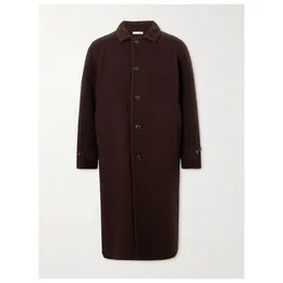 Men Woollen Overcoats Piacenza Cashmere Dark Brown Wool Long Coat