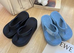 Summer Flip-flops women One line sexy slippers shoes Wedge heel thick water table cool shoe high heeled factory shoe Women's Comfort Fashion Slipper Walking EU35-41