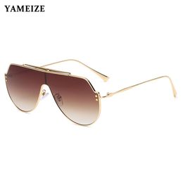 YAEMZEI Oversized Flat Top Sunglasses Men Pilot Sun Glasses Women Luxury Brand Design Big Frame Vintage Gradient Shades UV400