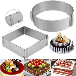 Baking Moulds Stainless Steel Mould Adjustable Mousse Ring Round Square Cake Mold Kitchen Dessert Accessories Decorating Tool