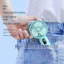 Electric Fans Digital Display Mini Fan USB 1200 Handheld Cute Small Electric Fan Portable Student Cooling Device Pocket Outdoor Hand fan