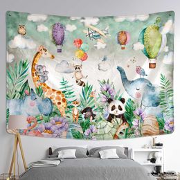 Tapestries Zoo Illustration Tapestry Wall Hanging Witchcraft Cute Children Room Home Decor R230710