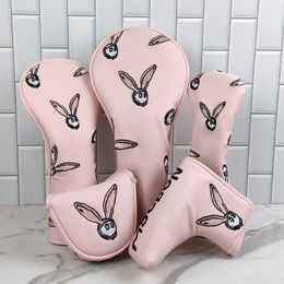 Other Golf Products Pink Colors Rabbit Golf Club Wood Headcovers Driver Fairway Woods Hybrid Cover Golf Club Head Protective And Putter Cover 230707