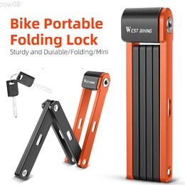 Bike Locks WEST BIKING Folding Lock Portab Bicyc Chain Lock Anti Tht Waterproof Alloy Steel for E Bike Scooter Motorcyc HKD230710