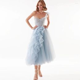 Party Dresses Classic One Shoulder Blue Prom Dress Bridesmaid Robes 2023 Ball Gown Homecoming Gowns A Line Sleevless Evening Vestidos