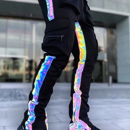 Men's Pants Mens Casual Jogger Cargo Pants Man Fashion Harem Pant Loose Trouser Streetwear Male Trend Pantalon Homme Reflective Techwear 230710