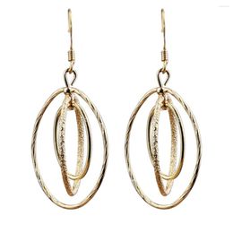 Stud Earrings 14k Gold Plated Oval Shape Dangle Earring For Women Female Jewelry