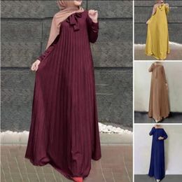 Ethnic Clothing 2023 Women Muslim Robe Jilbab Abaya Ramadan Solid Colour Soft Loose Pleat Ladies Dress Middle East Abayas