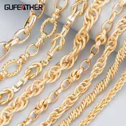 Chains GUFEATHER C172 diy chain pass REACH nickel free 18k gold plated copper metal charms bracelet necklace jewelry making 1m lot 230710