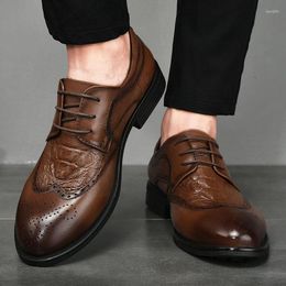 Dress Shoes Genunie Leather For Men Lace Up Oxfords Brogue Formal Party Wedding Office Business Casual