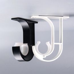 Hooks Curtain Rod Ceiling Mount Bracket Heavy Duty Holder With Matching Screws Aluminum Alloy Closet