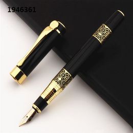 Fountain Pens High Quality Black Golden Carving Mahogany Business Office Pen School Student Supplies Ink pen ink 230707