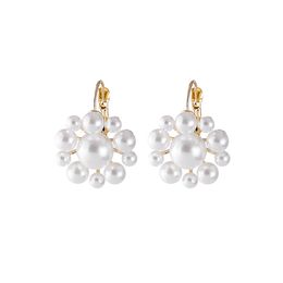 Wholesale of high-end pearl earrings, silver needles retro small fragrant wind colored diamonds eight pointed star earrings and earrings