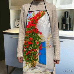 Kitchen Apron Custom Flowers On The Wall Flower Aprons Home Cleaning Aprons Kitchen Accessories For Men Women 50x75cm 68x95cm R230710