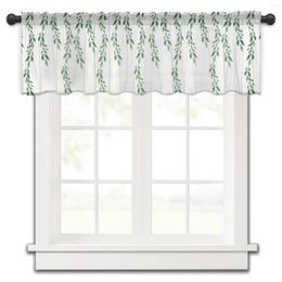 Curtain Green Leaf Plant Tulle Kitchen Small Window Valance Sheer Short Bedroom Living Room Home Decor Voile Drapes