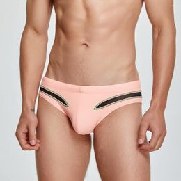 Women's Swimwear Sexy Men Slip Hollow Gay Swim Shorts Man Bikini Swimsuit Low Rise Pink Bathing Suit Sunga Swimming Thongs M-XXL