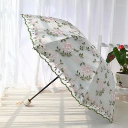 Umbrellas Double Layer Lace Women's Umbrella Luxury Embroidery UV Sun Protection Parasol Cute Princess Sunny For Girls