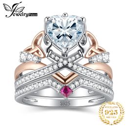 With Side Stones Jewellery 2 Pcs 925 Sterling Silver Wedding Engagement Ring for Woman Crown 23ct AAAAA CZ Simulated Diamond Bridal Sets 230707