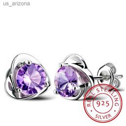 Romantic Heart Amethyst Gemstone Genuine 925 Sterling Silver Wedding Stud Earrings for Women Luxury Fine Jewellery Gifts L230620