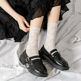 Women Socks Summer Lolita Adult Ladies Black And White Lace College Style Women's Kawaii Cute Girls Designer Nylon