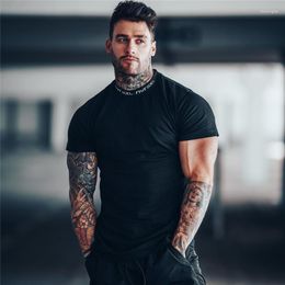 Men's Suits H195 T-shirt Casual Slim T Shirt Male Fitness Bodybuilding Workout Tee Tops Summer Clothing