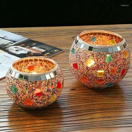 Candle Holders European Style Romantic Mosaic Holder Candlestick Candlelight Dinner Home Decoration Creative Ornaments