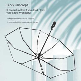 Umbrellas Fully Automatic Portable Anti Wind Travel Umbrella Outdoor Beach Durable Bubble Dome Transparent Gift Triple Folding