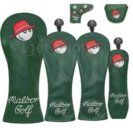 Other Golf Products 4 Colours Fisherman Hat Golf Club #1 #3 #5 Wood Headcovers Driver Fairway Woods Cover PU Leather Head Covers Golf Putter Cover 230707