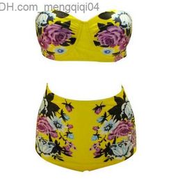 Women's Swimwear Sexy High Waist Swimwear Plus Size Vintage Floral Print Push Up Bikini Set Women 2016 Bathing Suit S-XL Z230711