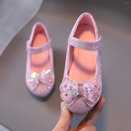 Flat Shoes Infant Kids Autumn Leather Fashion Sequins Rhinestone Princess Pearl Bowtie Girls