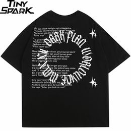 Mens TShirts Street Tshirt Letter Circular Graphic Hip Hop Large Loose Cotton Black and White Fashion Top Tee 230707