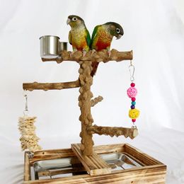 Bird Perch Platform Stand Wood Parrot Playground Cage Accessories for Small Anminals Rat Hamster Gerbil Rat Mouse Lovebird Finches Conure Budgie Exercise Toy