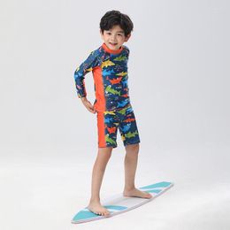 Women's Swimwear 2023 Sunscreen Long Sleeve Boy Split Swimsuit Cartoon 3 Pieces Set Kids Bathing Cap Children Swimming T-shirt Shorts