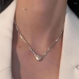 Chains Magnetic Heart Necklace For Girl Silver Plated Paired Magnet Water Wave Chain Layered Choker Elegant Jewelry