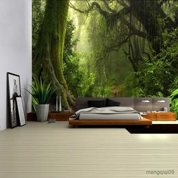 Tapestries Forest Stream Tapestry Wall Hanging Sandy Beach Picnic Rug Camping Tent Sleeping Pad Home Decor Bedspread Sheet Wall Cloth R230710