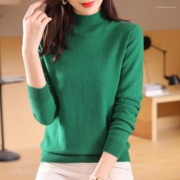 Women's Sweaters Women Real Wool Clothing High Quality Mock Neck Sweater Ladies Pure Knit Tops Slim Fit Warm Long Sleeved