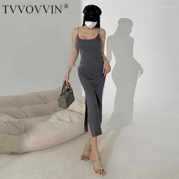 Casual Dresses TVVOVVIN 2023 Summer Women's Spicy Girl Thin Shoulder Strap Knitted Elastic Sexy Wrap Hip Dress Slim Fashion 3XO8