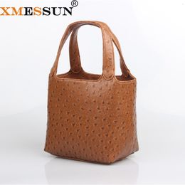 Evening Bags XMESSUN Ostrich Pattern Bucket For Women 2023 Trendy Tote Bag Brand Designer Handbag High Quality Leather Basket 230710