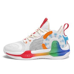 Rainbow Color Basketball Shoes Mens Youth Casual Sneakers High Top Anti Slip Man Sports Trainers