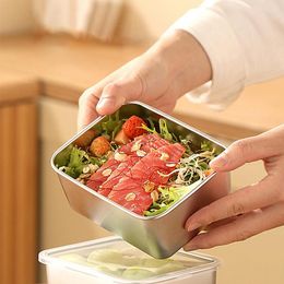 Dinnerware Sets Snack Containers Portable Lunch Box Reusable Packing Storage Pot Stainless Steel Square Shape Leakproof With Lid
