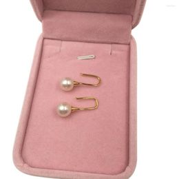 Dangle Earrings Real 925 Silver Perfect Round Pearl Earring-- 9-10 Mm Gold Plated