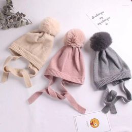 Hats Infant Baby Winter Knit Hat Soft Cute Beanie Cap Crochet Bonnet With Chin Strap